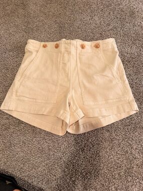 Pilcro Cream High-Waist Utility Shorts